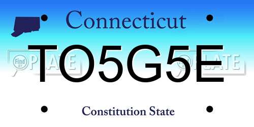TO5G5E Connecticut License Plate