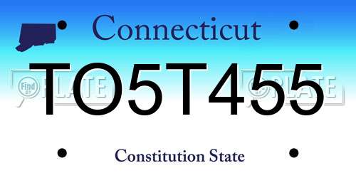 TO5T455 Connecticut License Plate