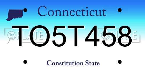 TO5T458 Connecticut License Plate