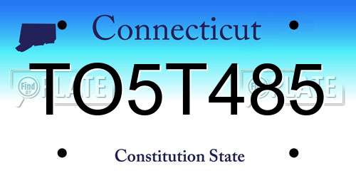 TO5T485 Connecticut License Plate