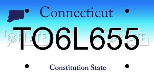 TO6L655 Connecticut License Plate