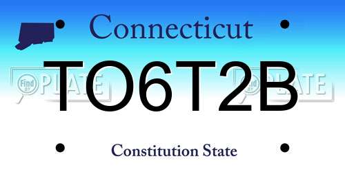 TO6T2B Connecticut License Plate