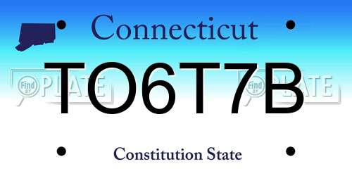 TO6T7B Connecticut License Plate