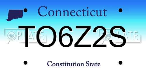 TO6Z2S Connecticut License Plate
