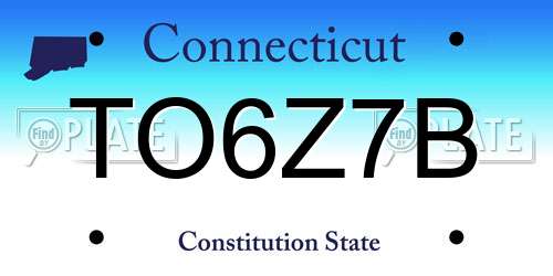 TO6Z7B Connecticut License Plate