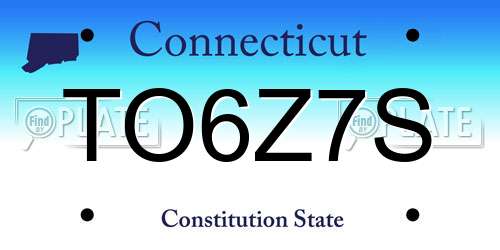 TO6Z7S Connecticut License Plate