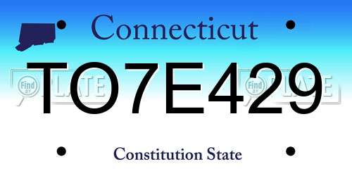 TO7E429 Connecticut License Plate