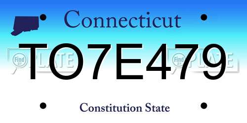 TO7E479 Connecticut License Plate