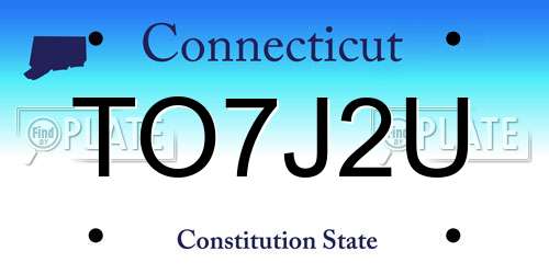TO7J2U Connecticut License Plate