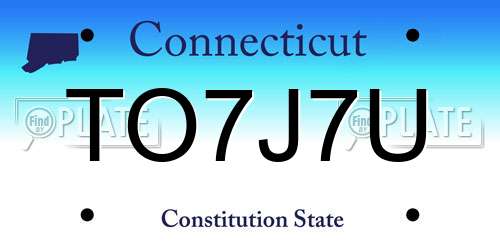 TO7J7U Connecticut License Plate