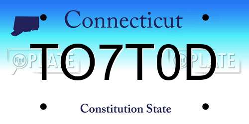 TO7T0D Connecticut License Plate