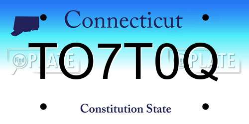 TO7T0Q Connecticut License Plate