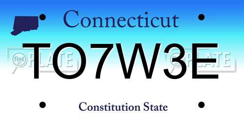 TO7W3E Connecticut License Plate