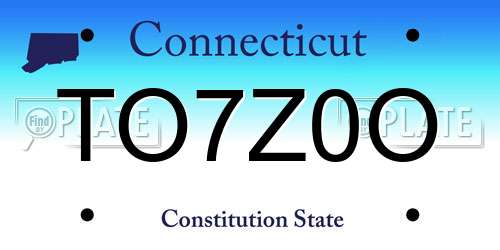 TO7Z0O Connecticut License Plate