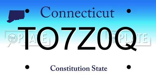 TO7Z0Q Connecticut License Plate