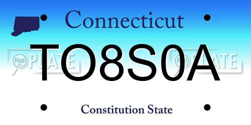 TO8S0A Connecticut License Plate