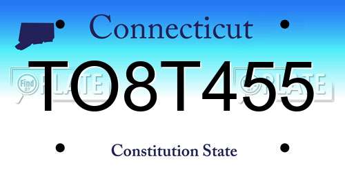 TO8T455 Connecticut License Plate