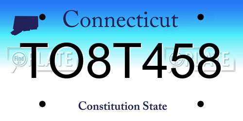 TO8T458 Connecticut License Plate