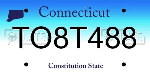 TO8T488 Connecticut License Plate
