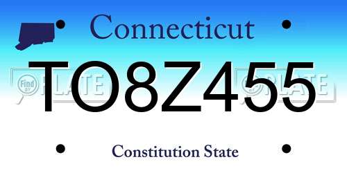 TO8Z455 Connecticut License Plate