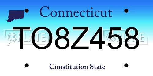 TO8Z458 Connecticut License Plate
