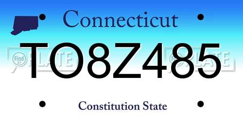 TO8Z485 Connecticut License Plate