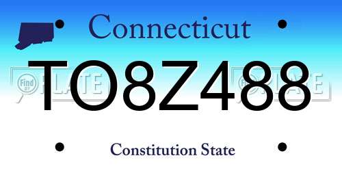 TO8Z488 Connecticut License Plate
