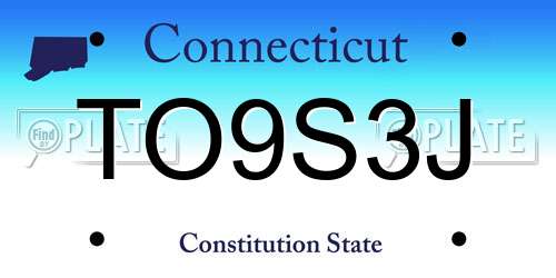 TO9S3J Connecticut License Plate
