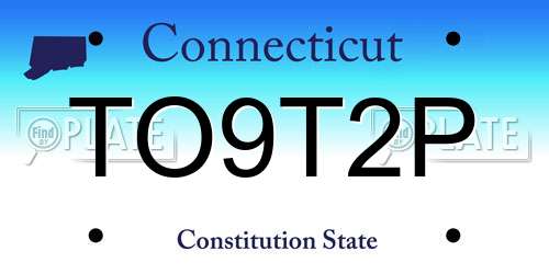 TO9T2P Connecticut License Plate
