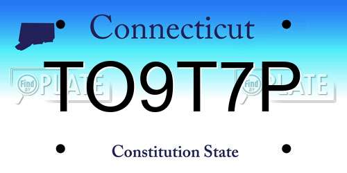 TO9T7P Connecticut License Plate