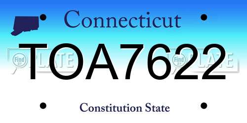 TOA7622 Connecticut License Plate