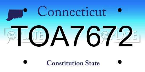 TOA7672 Connecticut License Plate