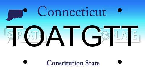 TOATGTT Connecticut License Plate