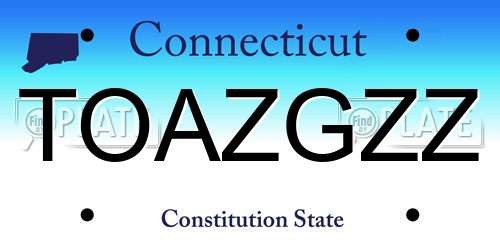 TOAZGZZ Connecticut License Plate