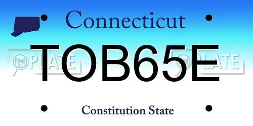 TOB65E Connecticut License Plate