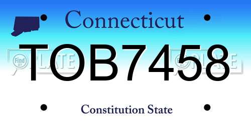 TOB7458 Connecticut License Plate