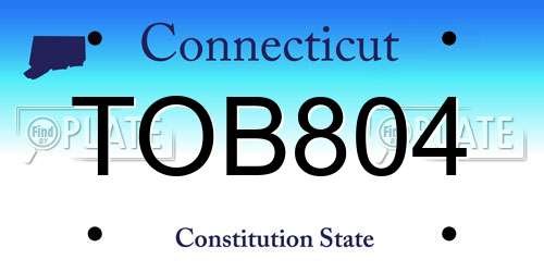TOB804 Connecticut License Plate