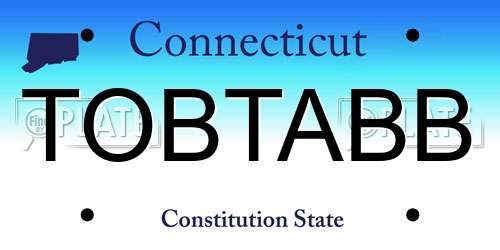 TOBTABB Connecticut License Plate