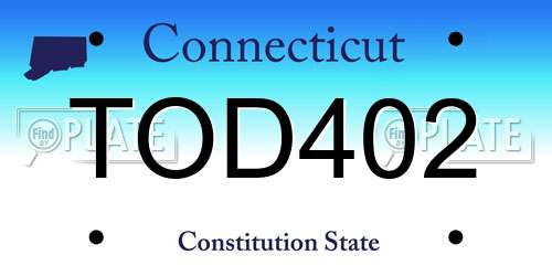 TOD402 Connecticut License Plate
