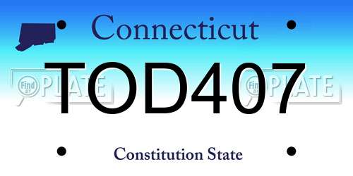 TOD407 Connecticut License Plate