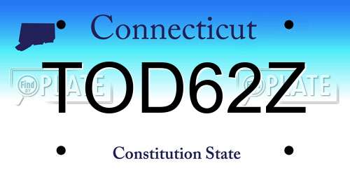 TOD62Z Connecticut License Plate