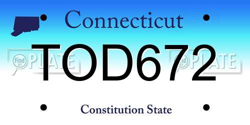 TOD672 Connecticut License Plate
