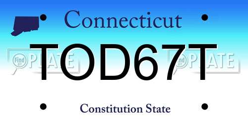 TOD67T Connecticut License Plate