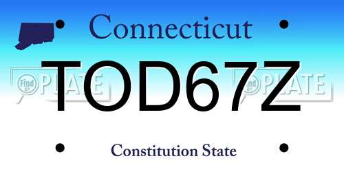 TOD67Z Connecticut License Plate