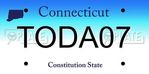 TODA07 Connecticut License Plate