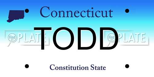 TODD Connecticut License Plate