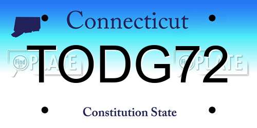 TODG72 Connecticut License Plate