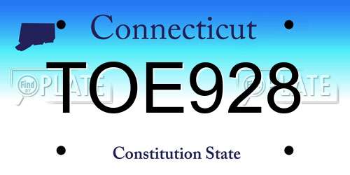 TOE928 Connecticut License Plate