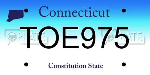 TOE975 Connecticut License Plate