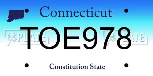 TOE978 Connecticut License Plate